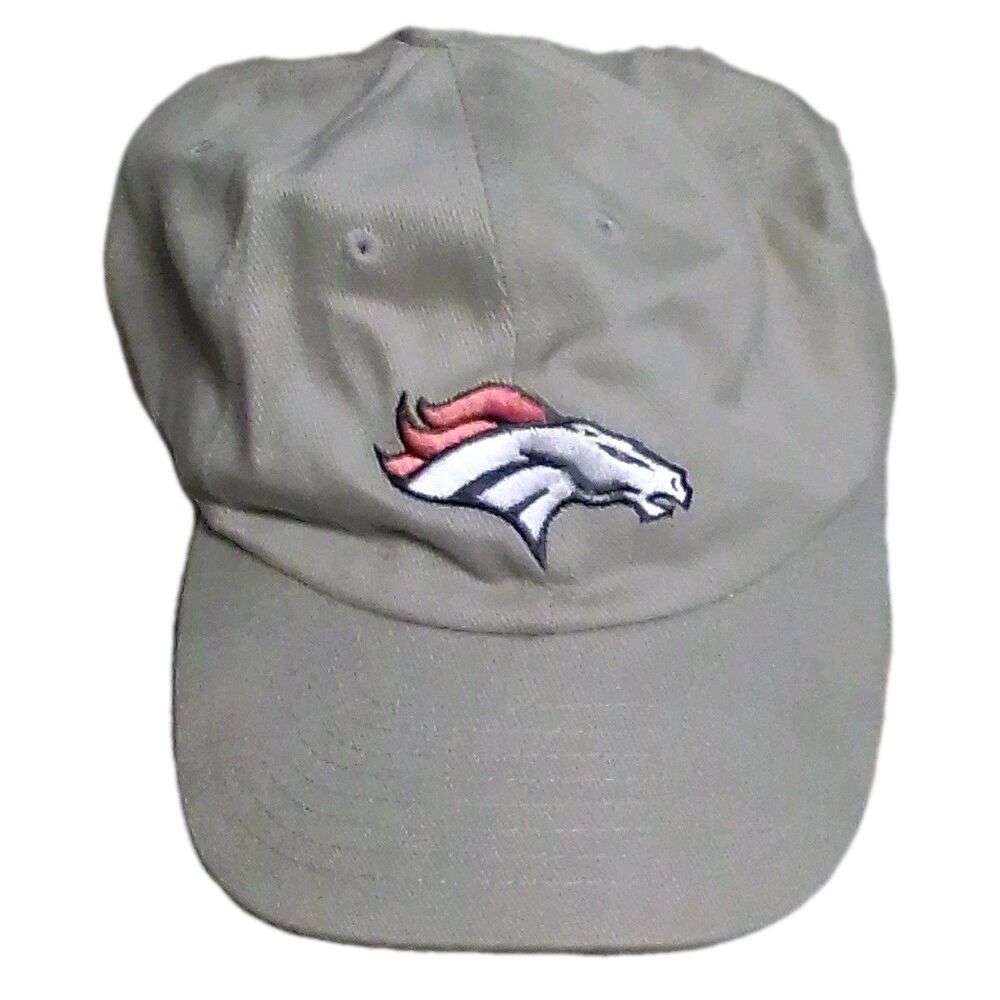 Denver Broncos Logo Cap Hat NFL Tan Khaki Adjustable One Size Casual Mens Adult